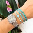 CASIO LA670WEA-7 – Reloj Digital Retro Plateado con Carátula Gris Clásico