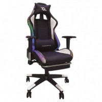POWERGAMING Silla Gaming Led Rgb V2 Blanco con Reposapies Incluye Cojines Cervical y Lumbar/ Reposabrazos Regulable