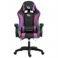 POWERGAMING Silla Gaming Led Rgb Negro/lila Incluye Cojines Cervical y Lumbar