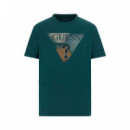 Camiseta Elástica con Logotipo Triángulo de GUESS