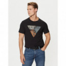 Camiseta Elástica con Logotipo Triángulo de GUESS