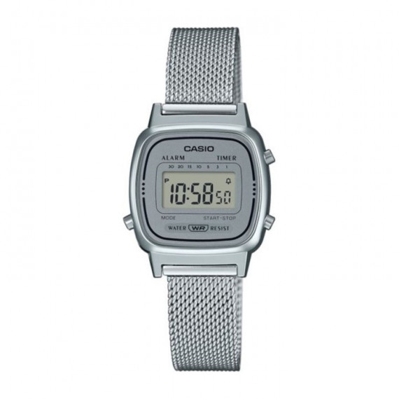 CASIO LA670WEM-7 – Reloj Digital Vintage Plateado con Malla Milanesa