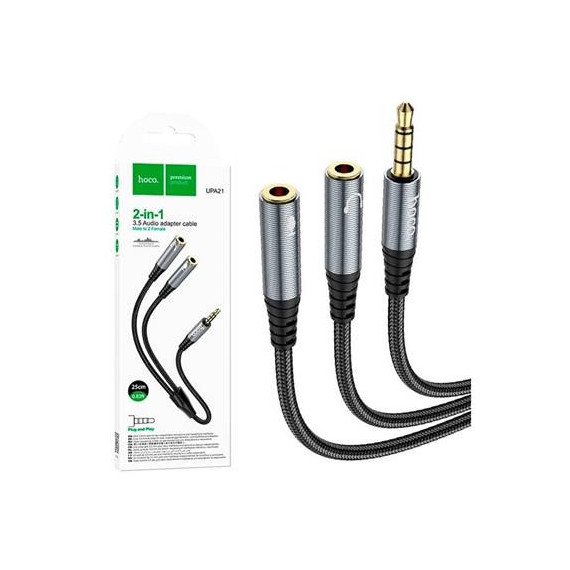 HOCO Adaptador Audio Jack 3.5/M a Micro+audio Hembra UPA21