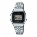 CASIO LA680WEA-1 – Reloj Digital Clásico Plateado con Pantalla Negra y Luz Led