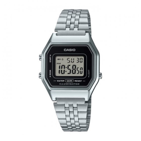 CASIO LA680WEA-1 – Reloj Digital Clásico Plateado con Pantalla Negra y Luz Led
