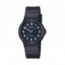 CASIO LQ-24B-1B – Reloj Análogo Negro Minimalista Wr con Detalles en Azul