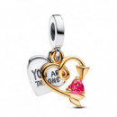 PANDORA Charm Colgante Doble Corazón Grabable & Flecha 763622C01