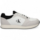 Talon Negro Dep.ante+piel Blanco  CALVIN KLEIN
