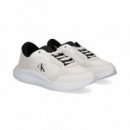 Talon Negro Dep.ante+piel Blanco  CALVIN KLEIN