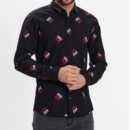 Camisa HUGO Negra Multilogo