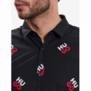 Camisa HUGO Negra Multilogo