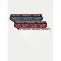 3PACK Tanga Encaje TOMMY HILFIGER Marino-granate-blanco