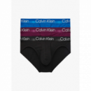 3PACK Slip CALVIN KLEIN Negro-azul-morado