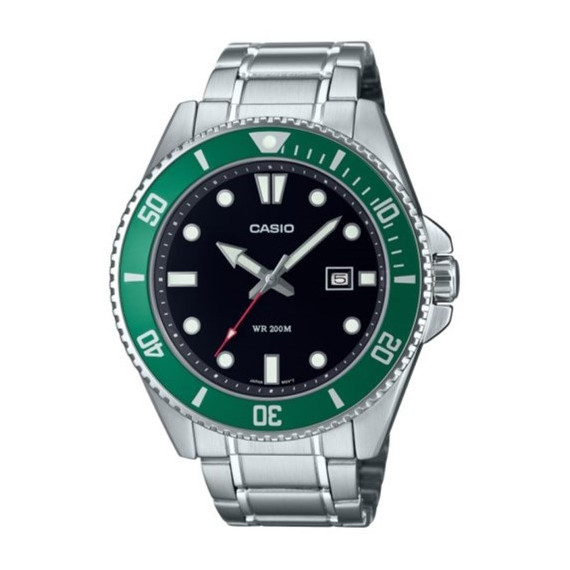 CASIO MDV-107D-3AV – Reloj Diver de Acero Inoxidable Wr 200M con Bisel Verde