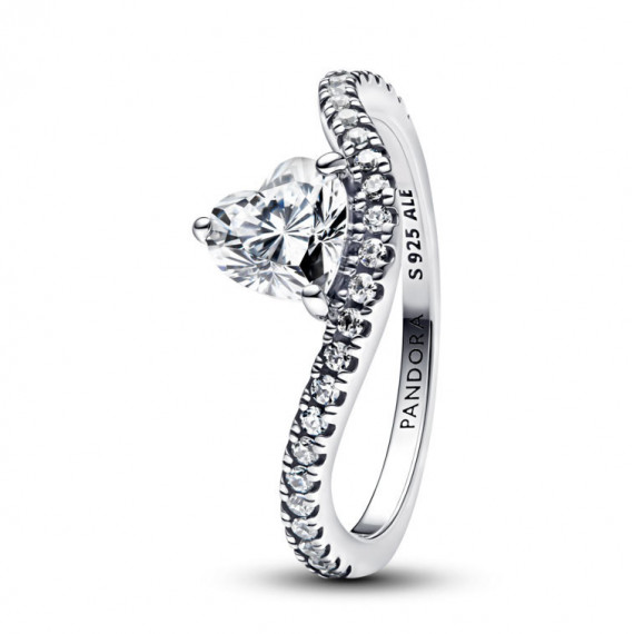 PANDORA Anillo Corazón Ondulado en Pavé 193661C01