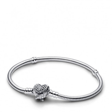 PANDORA Pulsera PANDORA Moments Cadena de Serpiente con Cierre Corazón Alado 593680C01