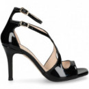 Sandalia Doble Gilda Charol Negro  LODI