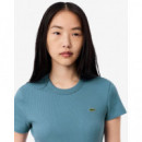 Camiseta de Canalé de Algodón de Corte Ajustado de LACOSTE