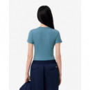 Camiseta de Canalé de Algodón de Corte Ajustado de LACOSTE