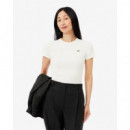 Camiseta de Canalé de Algodón de Corte Ajustado de LACOSTE