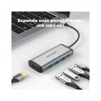 VENTION Hub Tipo C/M a 3xUsb 3.0/1xTipo C/Hdmi 4K CNBHB
