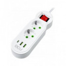 DCU Regleta 2 Enchufes +2XUSB A+1XTIPO C Blanco 37400102