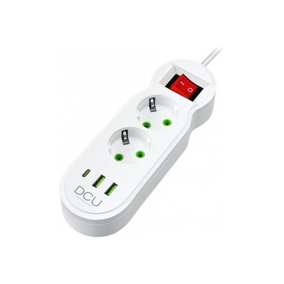 DCU Regleta 2 Enchufes +2XUSB A+1XTIPO C Blanco 37400102