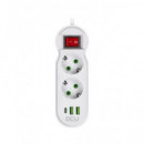 DCU Regleta 2 Enchufes +2XUSB A+1XTIPO C Blanco 37400102