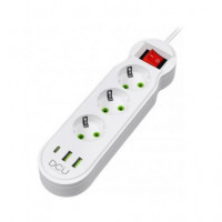 DCU Regleta 3 Enchufes +2XUSB A+1XTIPO C Blanco 37400103