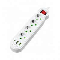 DCU Regleta 4 Enchufes +2XUSB A+1XTIPO C Blanco 37400104