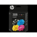 HP Cartucho 6L6S6UE Multipack Negro / Color Nº 308