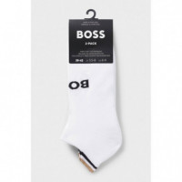 Bipack Tobilleros con Detalles de Logo White  BOSS
