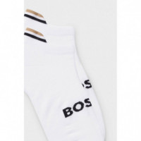 Bipack Tobilleros con Detalles de Logo White  BOSS