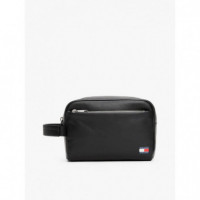 Tjm Heritage Leather Washbag Black  TOMMY HILFIGER