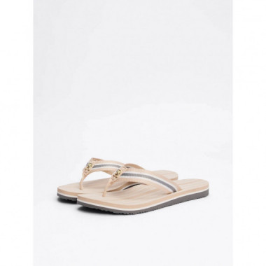 Chanclas de tejido trenzado con monograma TH MISTY BLUSH