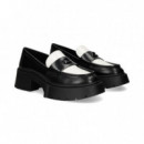 Mocasin Plataforma Blanco+negro  COACH