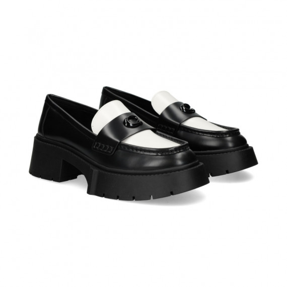 Mocasin Plataforma Blanco+negro  COACH
