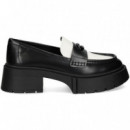 Mocasin Plataforma Blanco+negro  COACH