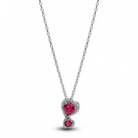 PANDORA Collar Halo Rojo Corazones 393658C01