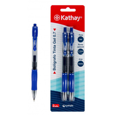 BLISTER BOLIGRAFO KATHAY RETRACTIL GEL AZUL