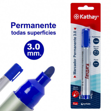BLISTER ROTULADOR KATHAY GRUESO 3 mm AZUL