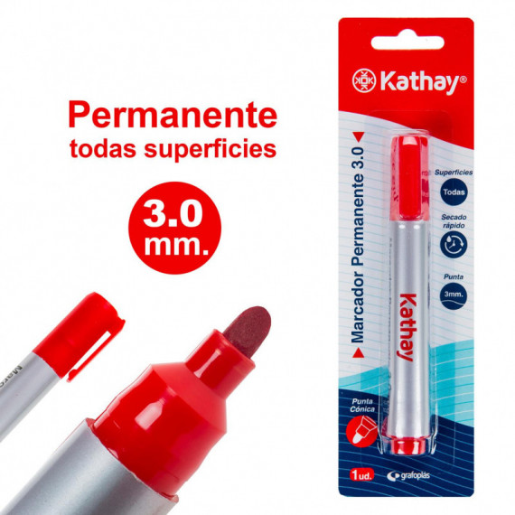 BLISTER ROTULADOR KATHAY GRUESO 3 mm ROJO