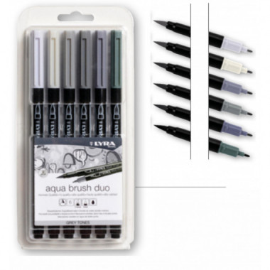 ESTUCHE ROTULADOR LYRA TONOS GRISES 6 unid.