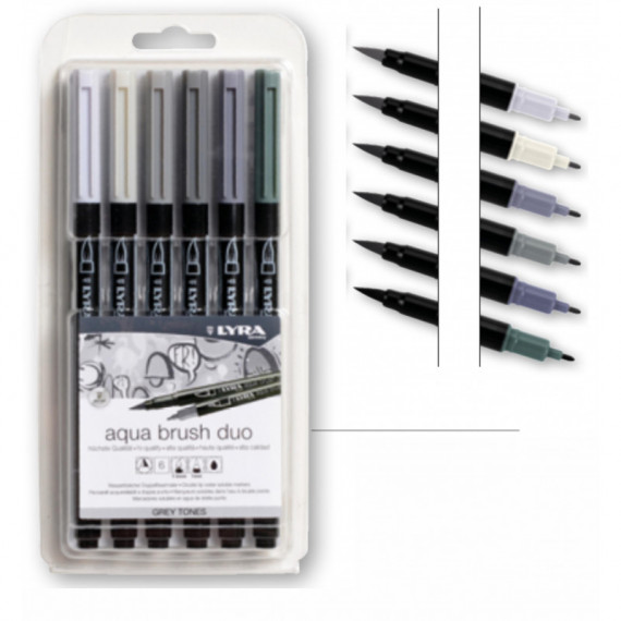 ESTUCHE ROTULADOR LYRA TONOS GRISES 6 unid.