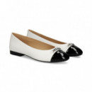 Bailarina Aplique Ch.negro+piel Blanco  MICHAEL KORS
