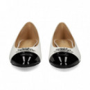 Bailarina Aplique Ch.negro+piel Blanco  MICHAEL KORS