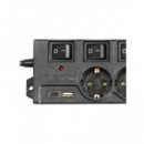 NIMO Regleta 6 Tomas Schuko con Interruptores Individuales+ USB A/tipo C MEL281 Negro