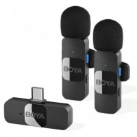Kit 2 Micrófonos Lavalier BOYA BY-V20 sin Cable 2.4HGZ con Usb-c