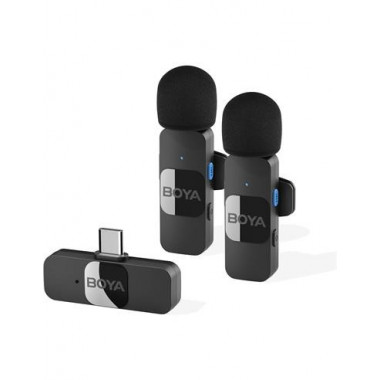 BOYA Pack 2 Microfonos Inalambricos BY-V20 Ultracompac para Moviles Conecto Usb-c  Cancelacion Ruido