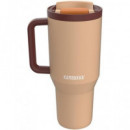 KAMBUKKA Termo con Asa Tumbler 950ML con Pajita 24H en Frio Color Almendra
